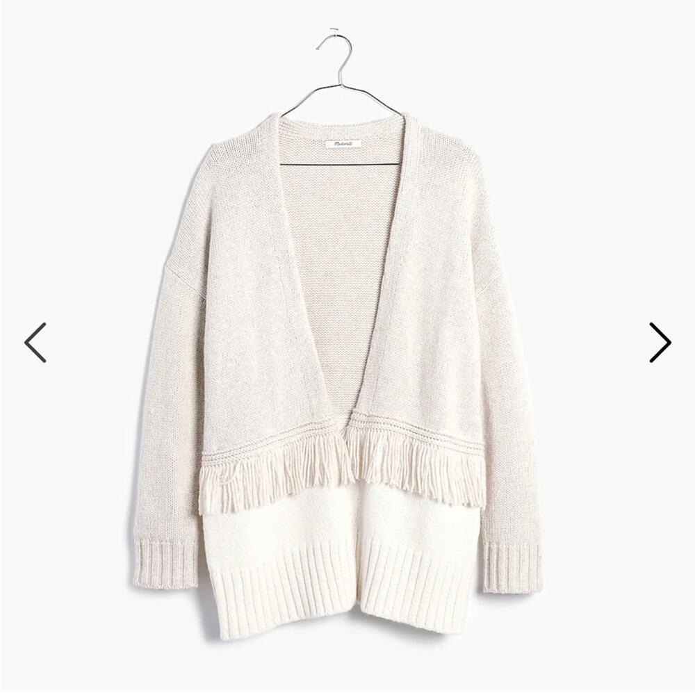 Madewell Colorblock Fringe Cardigan Sweater Small